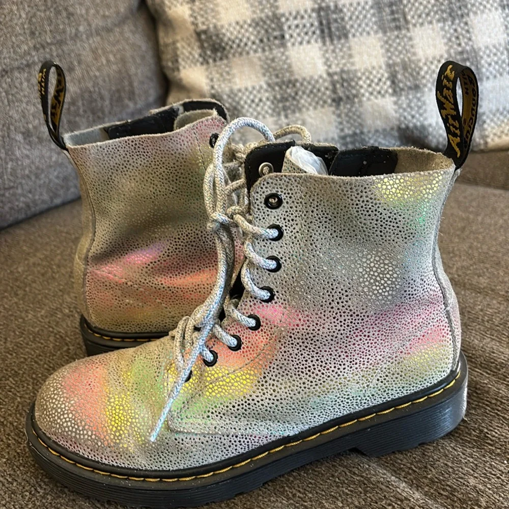 Dr. Martens Girl's 1460 Glitter J Pascal Rainbow Pastel Boots‎ Size 2